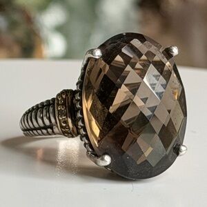 Vintage ATR Sterling Silver & 14K Gold Ring – Size 7 – Diamond Accents